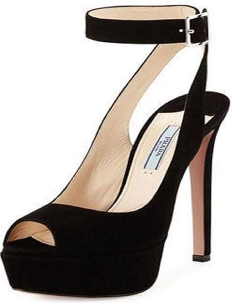 prada calzature donna nero platform suede pump|Prada ankle pumps.